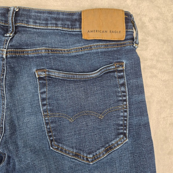 American Eagle 33x32 (34x30) Men's Airflex+ Straight Jeans Dark Wash Stretch - Picture 7 of 11